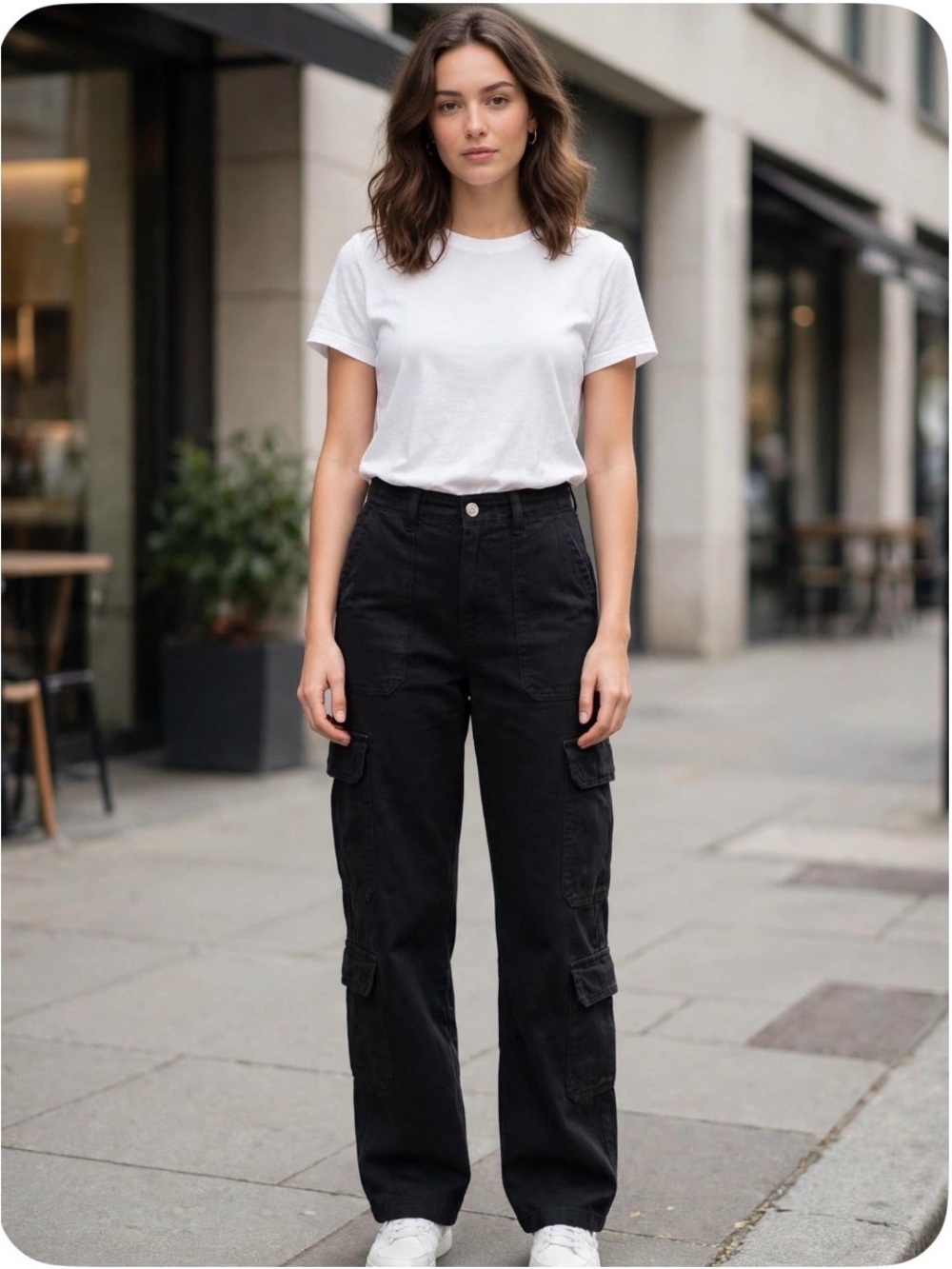 Zara Black Wide-Leg Cargo Pants